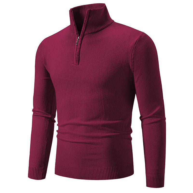 2023 Men's Plus Size Fleece Zip Mock Neck Sweater