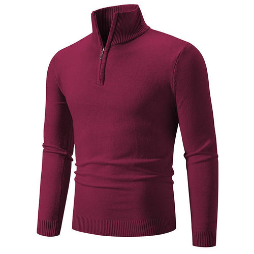 2023 Men's Plus Size Fleece Zip Mock Neck Sweater